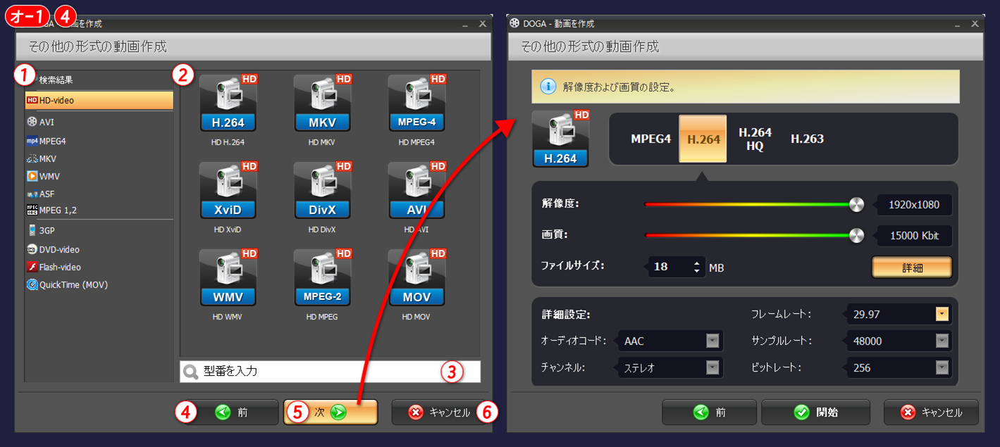 gemsoft doga その他の形式　HD動画、avi, mpeg4, mkv, wmv, asf, mpeg1,2, 3gp, dvd, flash, mov.など